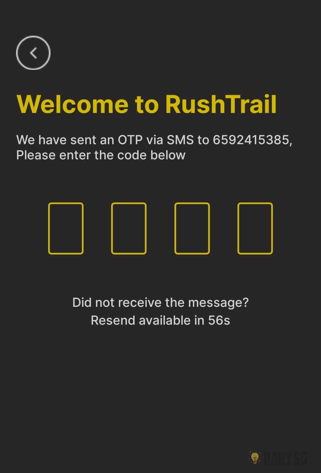 RushTrail - Step 2 OTP