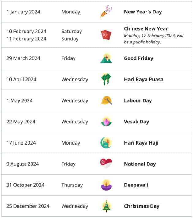 Singapore Public Holiday 2024