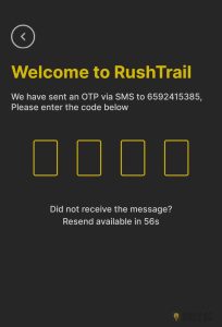 RushTrail - Step 2 OTP