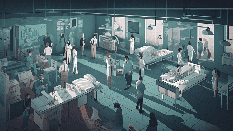 Artist Impression of a Busy Hospital