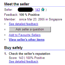 eBay新加坡卖家反馈